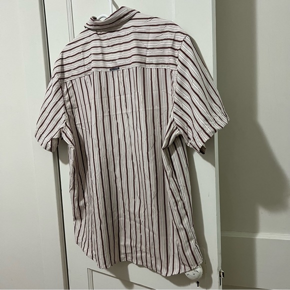 Point Zero Red and White Striped Short Sleeve Textured Button Down - Picture 9 of 9